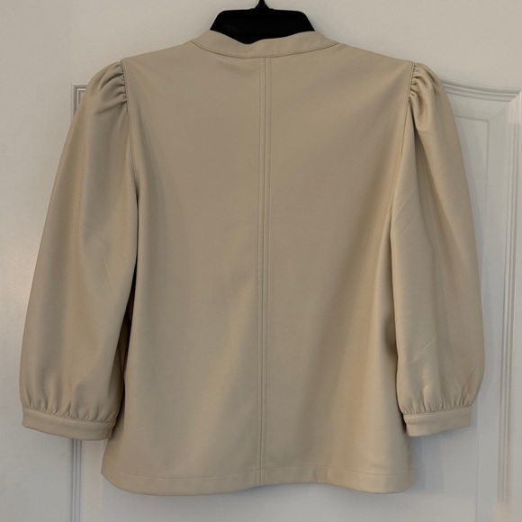 Evereve Women's Faux Leather Beige Blouse - Picture 3 of 3